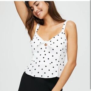 Adorable Wilfred Cropped Black &  White Polka Dot Top